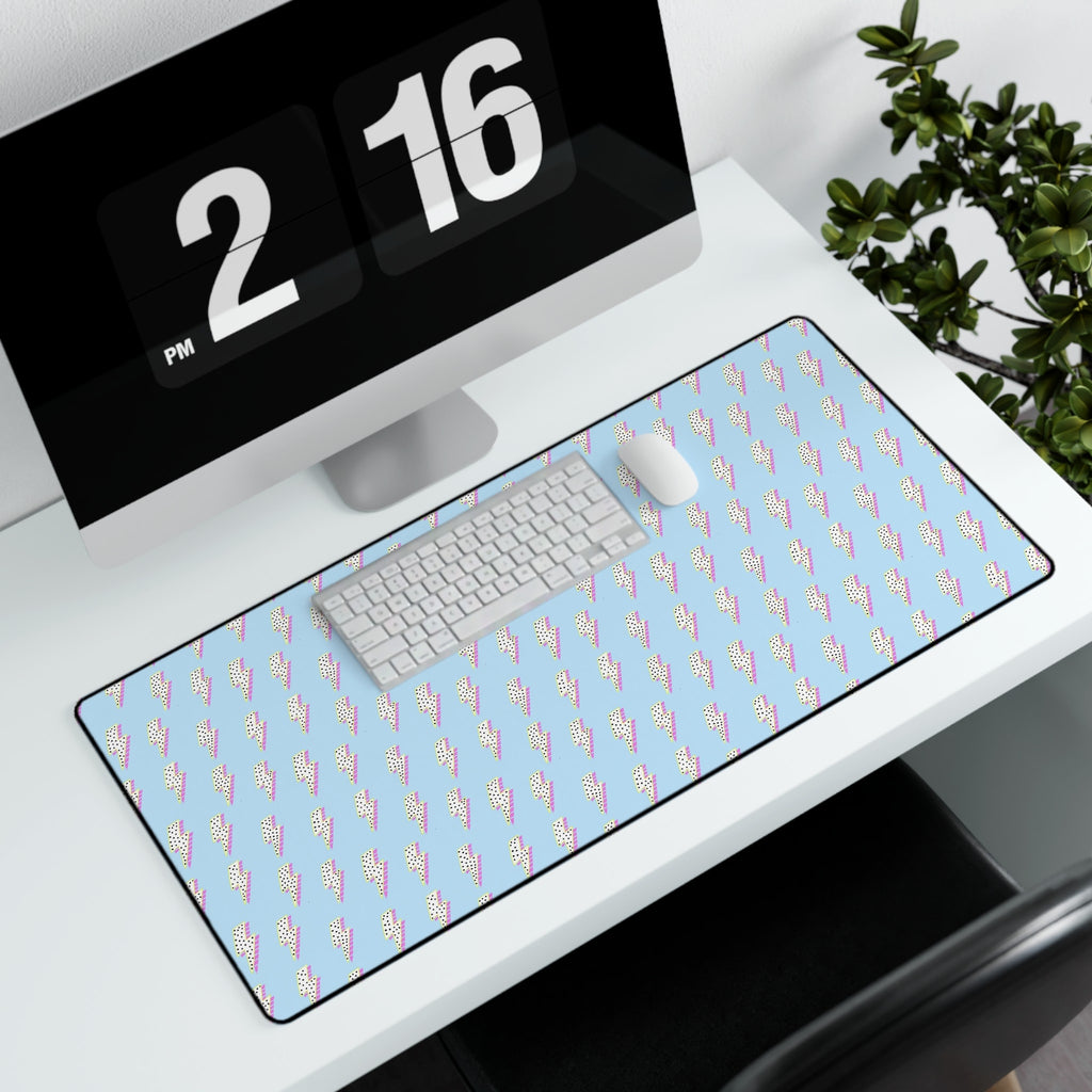 Preppy Mousepad Lightning Bolts | Teen Desk Decor | Desk Mat Blue