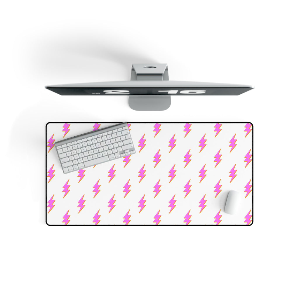 Preppy Mousepad Lightning Bolts Pink | Teen Desk Mat Aesthetic
