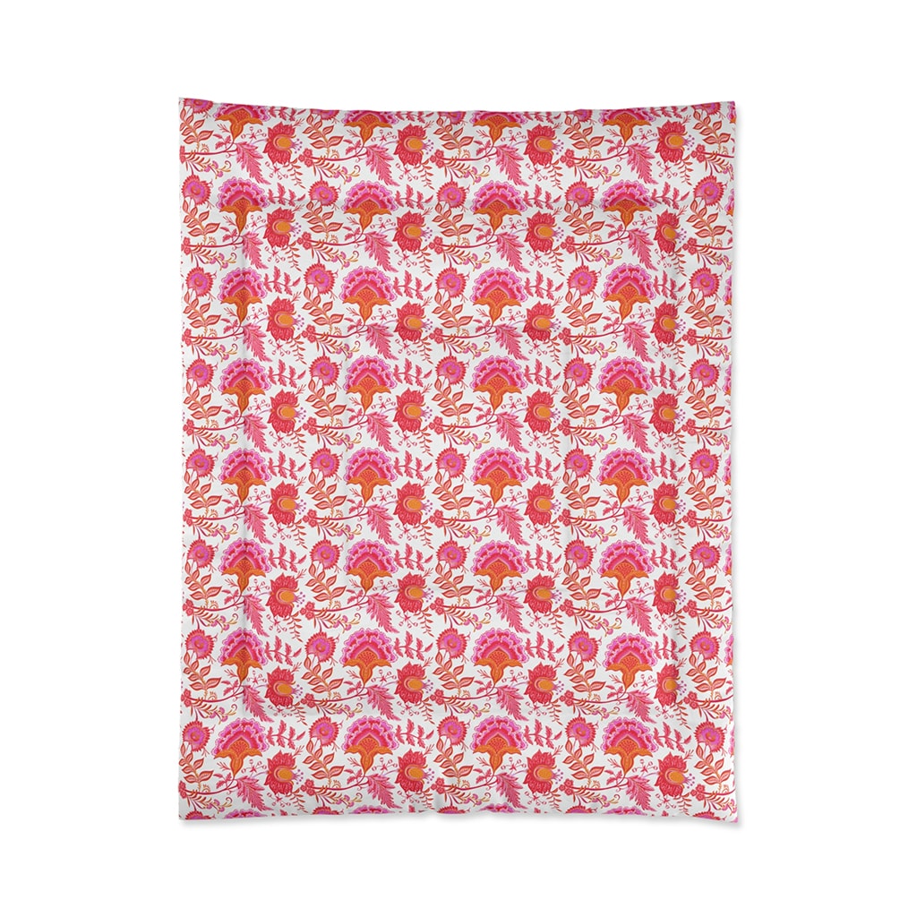 Preppy Comforter Vintage Flowers Pink, Preppy Quilt, Room Decoration