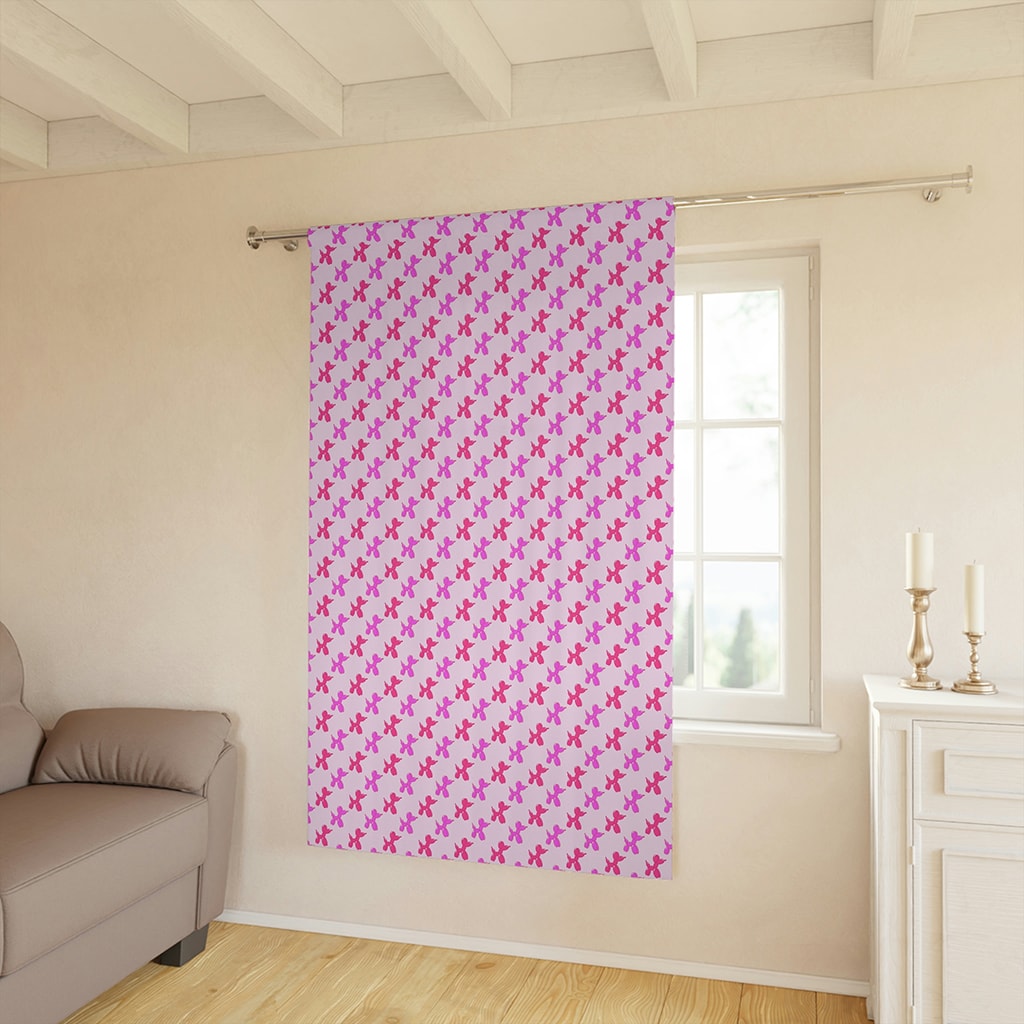 Preppy Pink Window Curtains Blackout Dog, Preppy Room Decor
