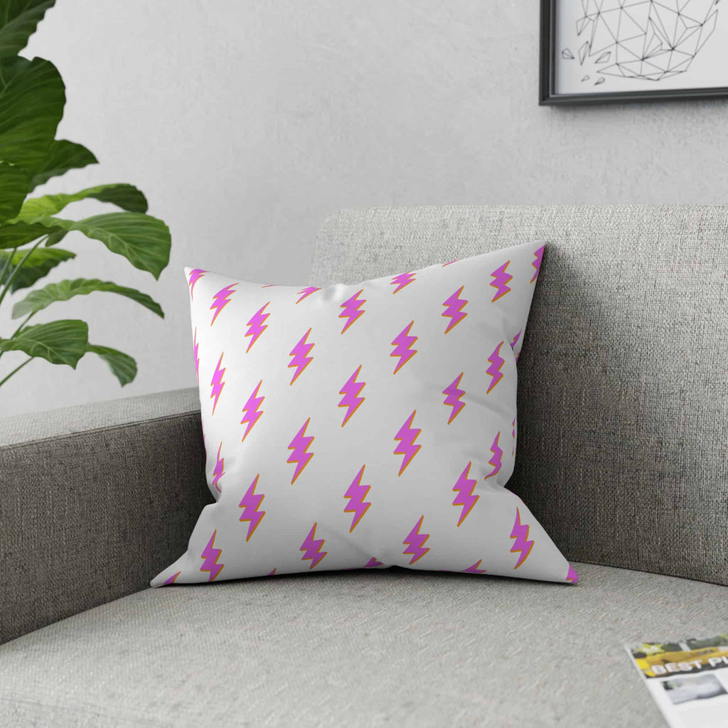 Preppy Throw Pillow with Lightning Bolts Pink Room Decor Aesthetic
