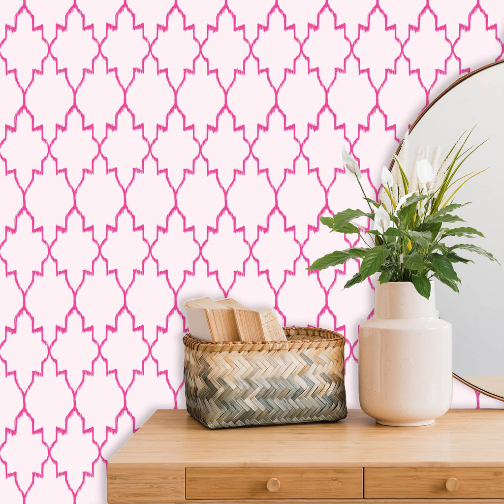 Peel and Stick Wallpaper - Princess, Reusable Feminine Wallpaper Pink