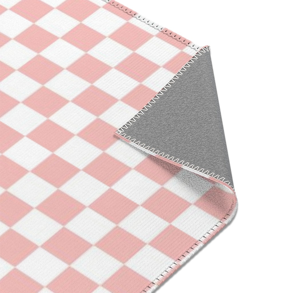 Cute Checkered Area Rug for Teen Bedroom Aesthetic Pink and White