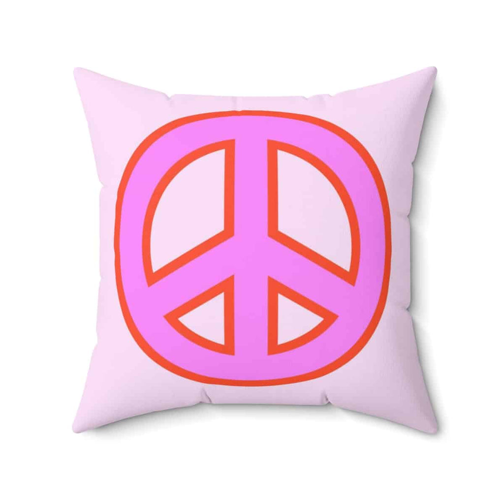 Throw Pillow Peace Sign and Lightning Bolt, Preppy Room Decor Pink