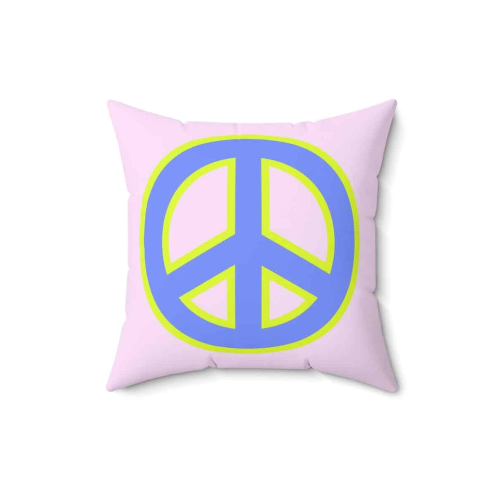 Throw Pillow Preppy Peace Sign and Thunder Pink Blue