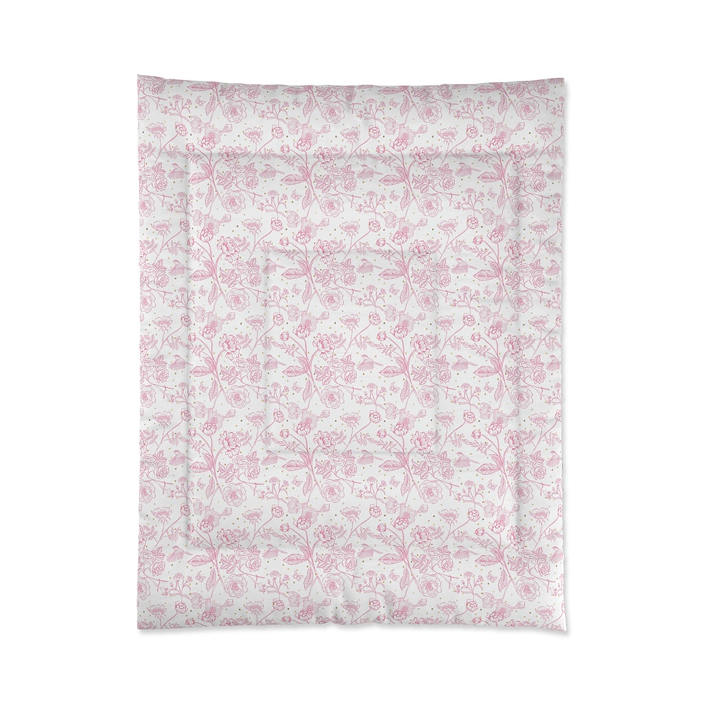 Toile Comforter Pink White, Toile Bedding