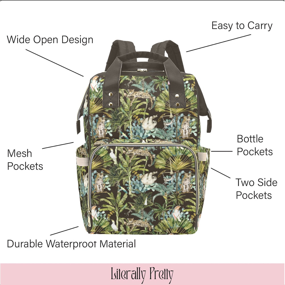 Tropical Jungle Diaper Bag Backpack - Multifunctional Backpack