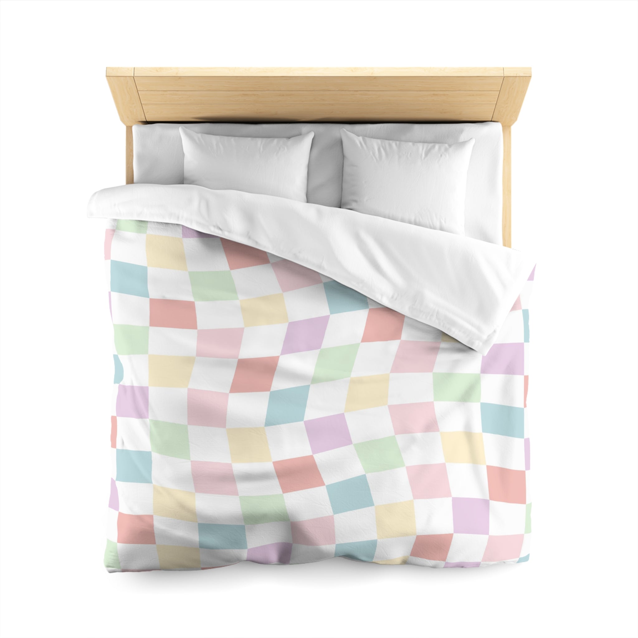 Pastel Check Duvet Cover, Checkered Bedding, Pastel Dorm Room