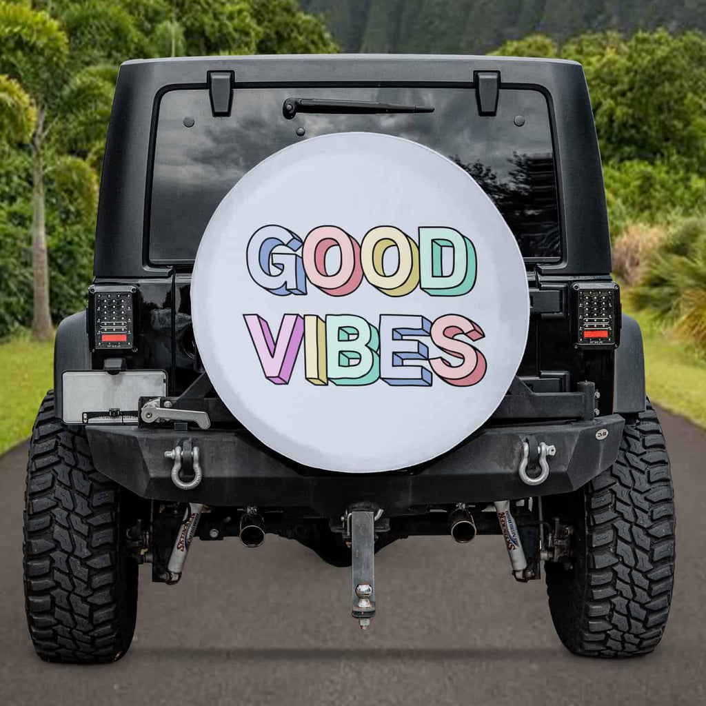 Spare Tire Cover Good Vibes - Cute Car Decor Accessories for Girls