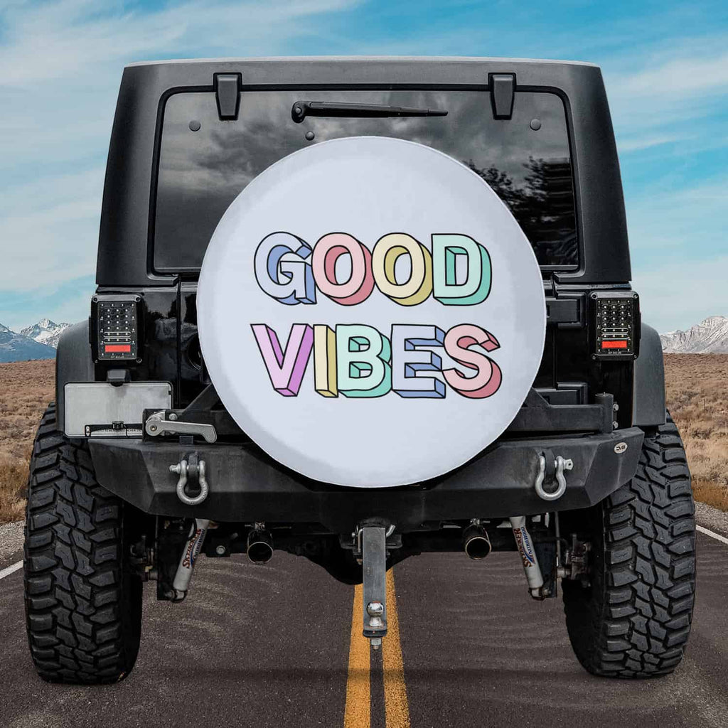 Spare Tire Cover Good Vibes - Cute Car Decor Accessories for Girls