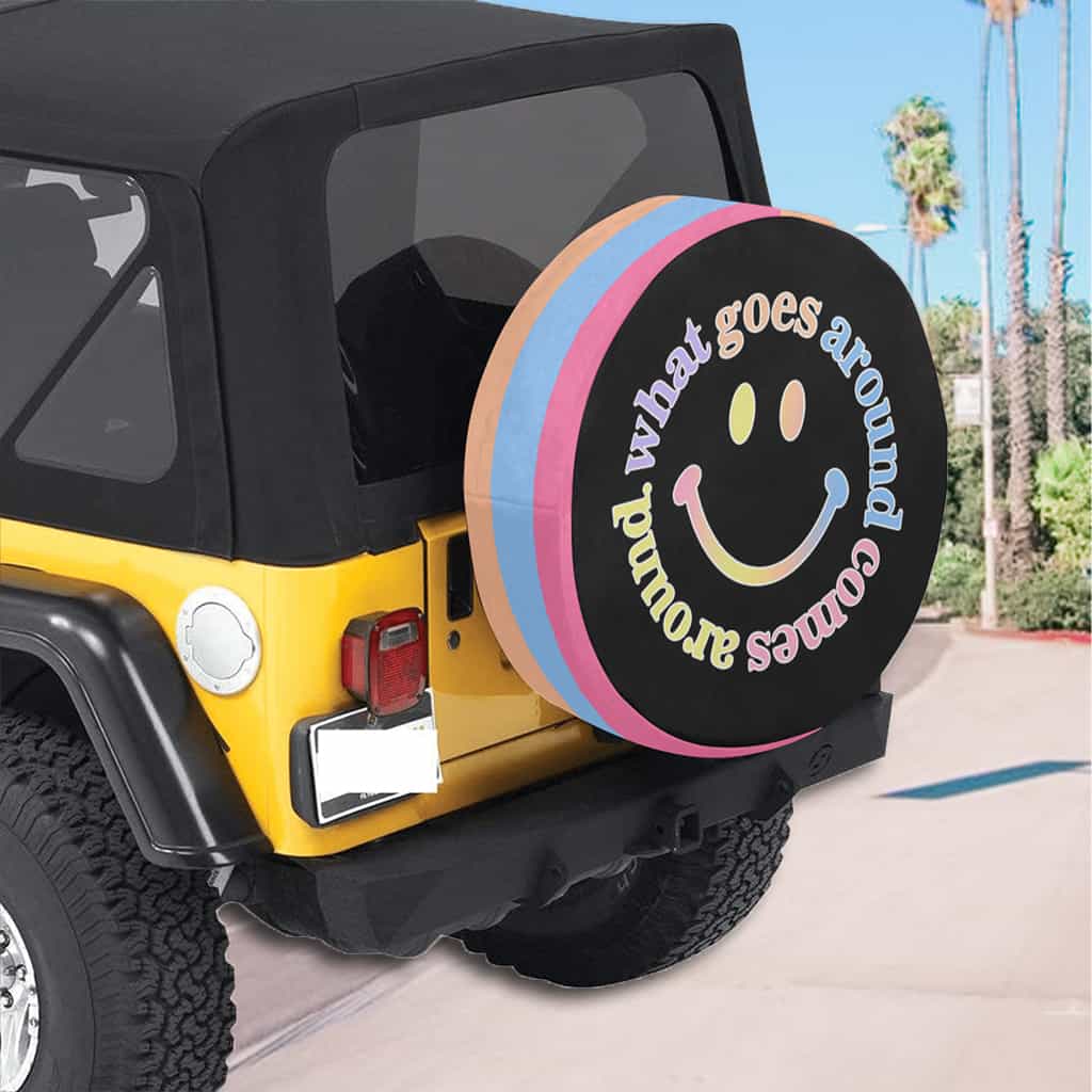 Spare Tire Cover Happy, Car Decor, Cute Car Accessories for Women